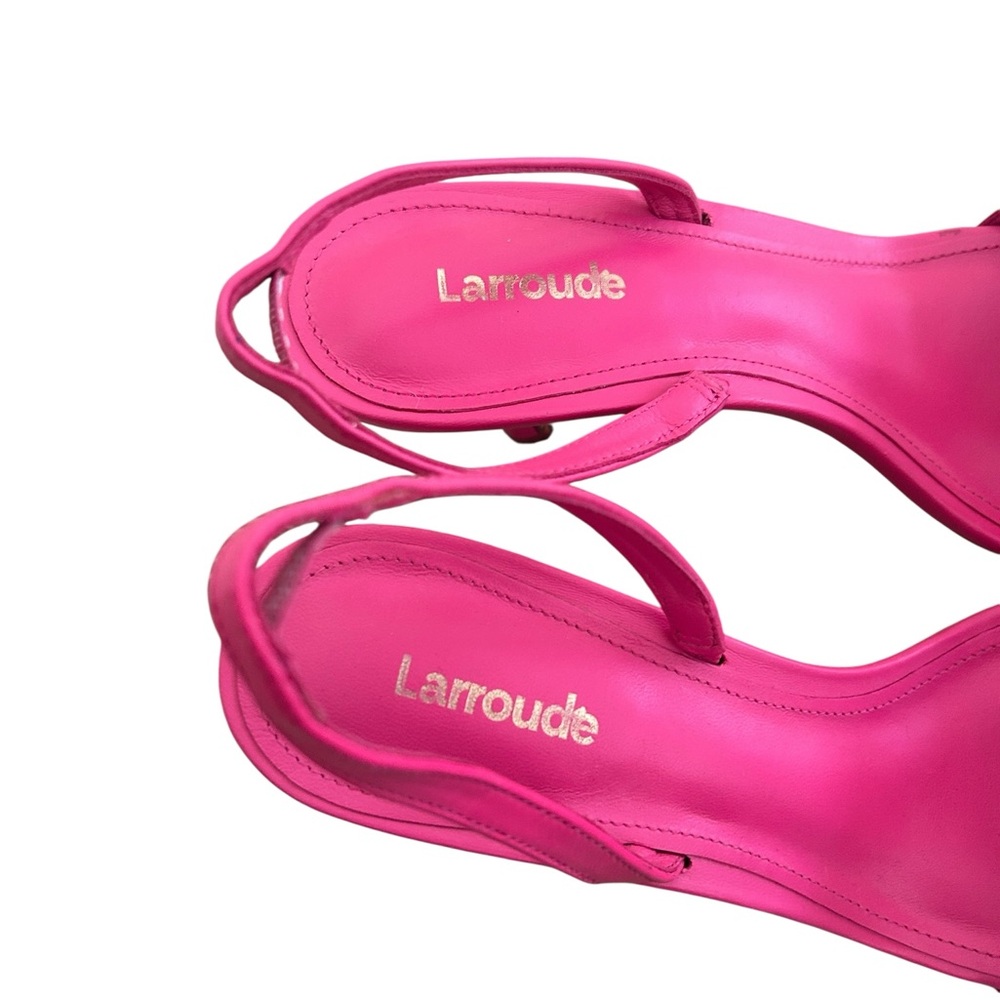 Larroude Fuchsia pink hibiscus Flower slingback heeled sandals in box size 8.5 - Picture 11 of 15